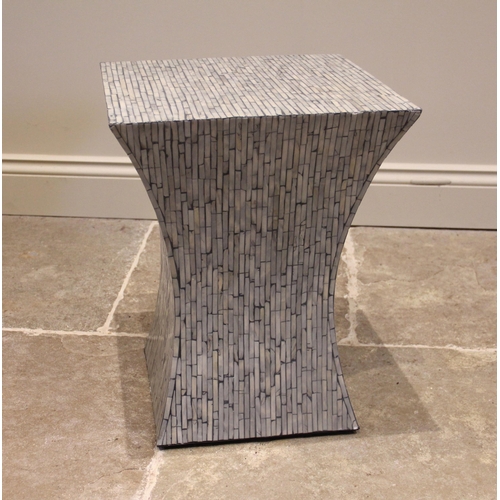 845 - A contemporary simulated mosaic lamp or side table, of inverted cubic form, 50cm H x 39cm Sq