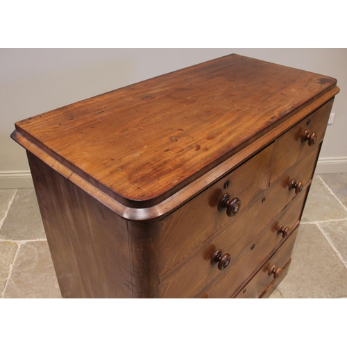 826 - A Victorian mahogany chest of drawers, the rectangular top with rounded front corners over two short... 