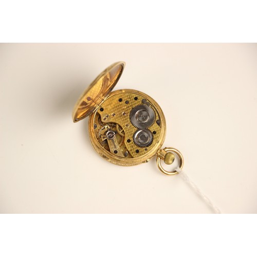 76 - An early 20th century ladies yellow metal cased pocket watch, the dial with Arabic numerals and subs... 