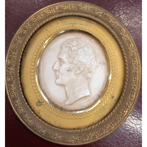 179A - A cast resin relief portrait depicting a gentleman's head facing dexter, possibly the Duke Of Wellin... 