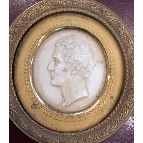 179A - A cast resin relief portrait depicting a gentleman's head facing dexter, possibly the Duke Of Wellin... 