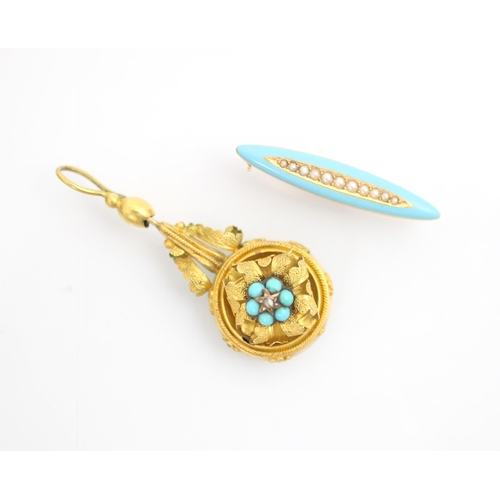 163 - A 19th century style gold coloured diamond set drop (possibly an earring) the pendant bale suspendin... 