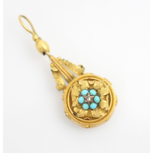 163 - A 19th century style gold coloured diamond set drop (possibly an earring) the pendant bale suspendin... 