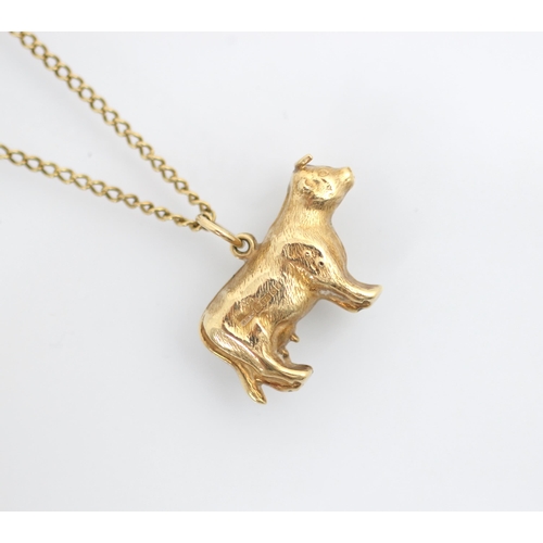 221 - A 9ct yellow gold novelty pendant, designed as a cow with realistic chasing, stamped ‘WHC’ Birmingha... 