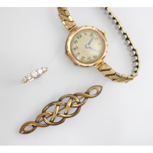 227 - A selection of jewellery, including an early 20th century 9ct yellow gold cased ladies wristwatch, t... 