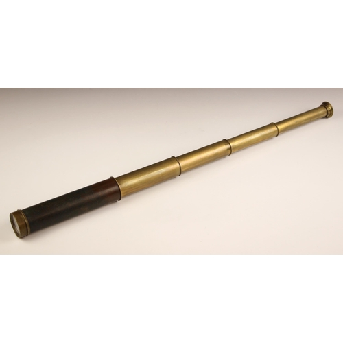 280 - A J.H. Steward five drawer leather and brass telescope, 20th century, marked 'J.H Steward, 406 Stran... 