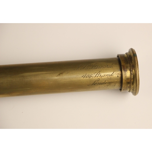 280 - A J.H. Steward five drawer leather and brass telescope, 20th century, marked 'J.H Steward, 406 Stran... 