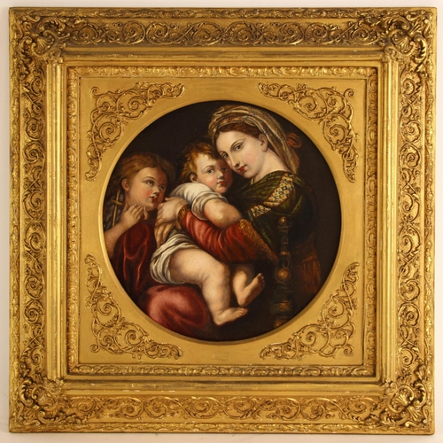 304 - After Raphael (Italian, 1483-1520),  
A 19th century mirror image copy of 'Madonna Della Seggiola', ... 