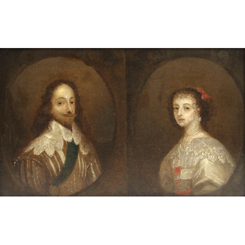 308 - Follower of Sir Anthony van Dyck (Flemish, 1599-1641),  
A double portrait of Charles I and Queen He... 