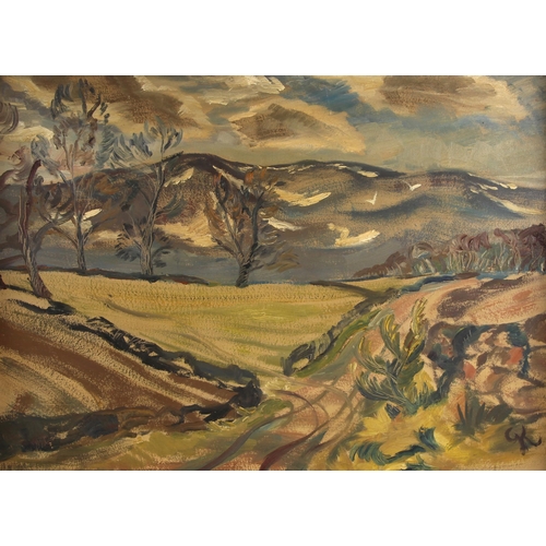 318 - George Kelly (British, 20th century),  
'Spring Landscape',  
Oil on board,  
Initialled lower right... 