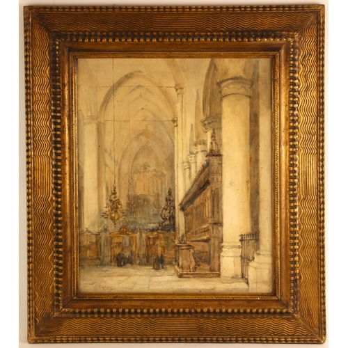 319 - Emily M Paterson (British, late 19th/early 20th century),  
'Interior, Froste Kirke, Dorchecht',  
W... 