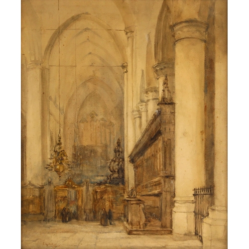 319 - Emily M Paterson (British, late 19th/early 20th century),  
'Interior, Froste Kirke, Dorchecht',  
W... 