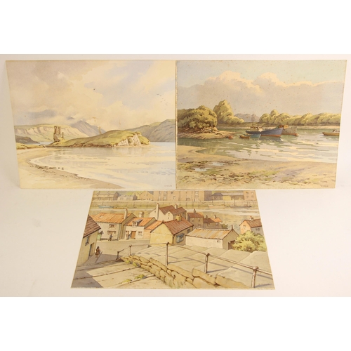 330 - Newlyn school (20th century),  
Fishing boats at low tide,  
Watercolour on paper,  
Signed 'A Taylo... 