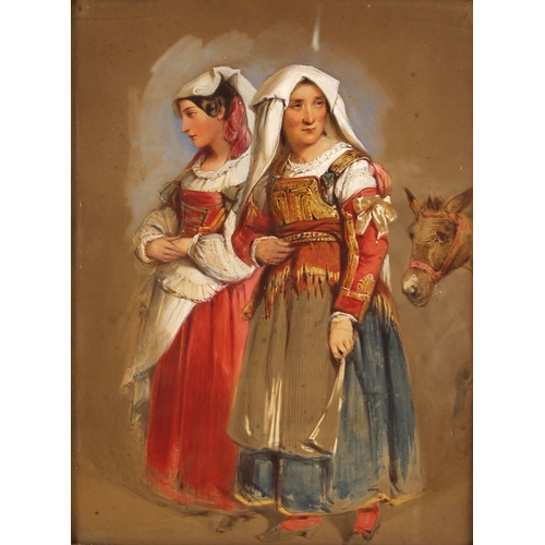 335 - Hans Pruckner (continental school, late 19th century),  
A full length study of two ladies in tradit... 