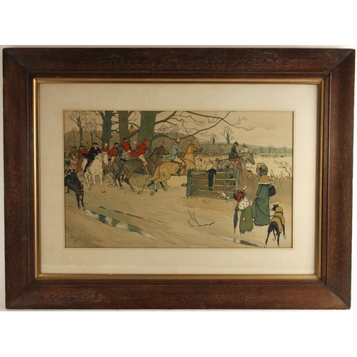 358 - After Cecil Aldin (British, 1870-1935),  
Four scenes from 'The Fallowfield Hunt' series, comprising... 