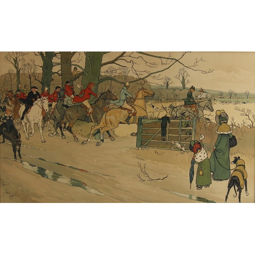 358 - After Cecil Aldin (British, 1870-1935),  
Four scenes from 'The Fallowfield Hunt' series, comprising... 