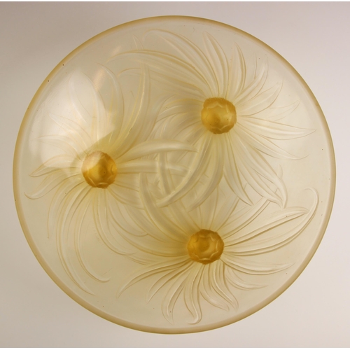 469 - An Etling Art Deco opalescent moulded glass bowl, early 20th century, the exterior relief moulded as... 