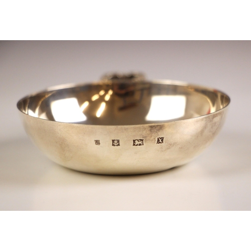 56 - A silver tasse du vin, Cooper Brothers and Sons Ltd, Birmingham 1972, the plain polished bowl below ... 