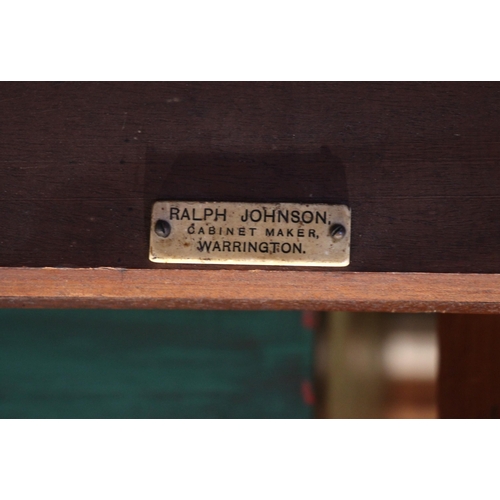 811 - A mahogany side table, early 20th century, by R Johnson, Warrington, the rectangular top over a reed... 