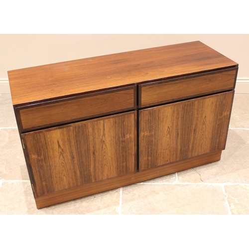 830 - A Classic rosewood veneered sideboard, probably Indian rosewood, mid to late 20th century, formed wi... 