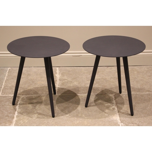 842 - A pair of painted metal Heal's 'Leo' tripod tables, by Vincent Sheppard, early 21st century, the cir... 