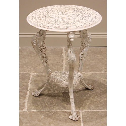 883 - A Coalbrookdale style cast iron and white painted occasional table,  late 19th century, the circular... 