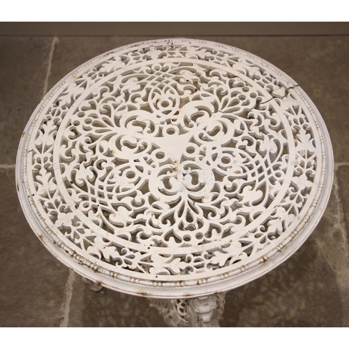 883 - A Coalbrookdale style cast iron and white painted occasional table,  late 19th century, the circular... 