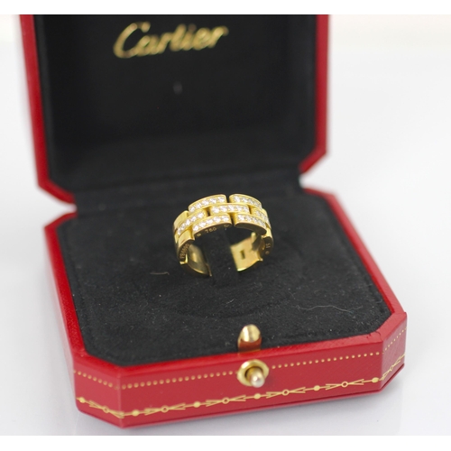 135 - A Cartier Maillon Panthere diamond set ring, the thirty five round cut diamonds set within yellow go... 