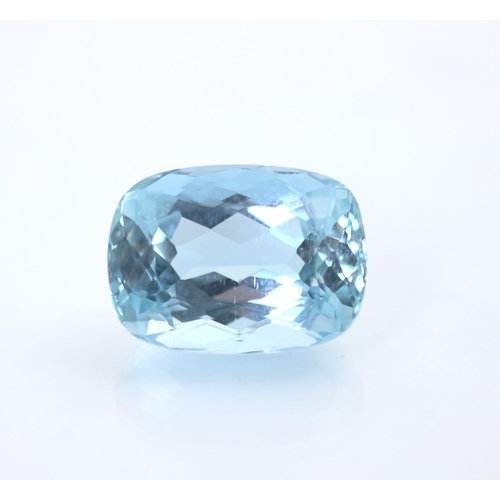 190 - An untested loose aquamarine stone, the cushion cut stone measuring 20.9 L x 15.4 W x 11.7mm D, weig... 