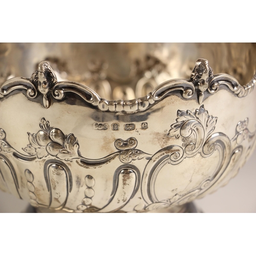 1 - An Edwardian silver rose bowl, Elkington and Co Ltd, Birmingham 1904, the cast mask rim above a wryt... 