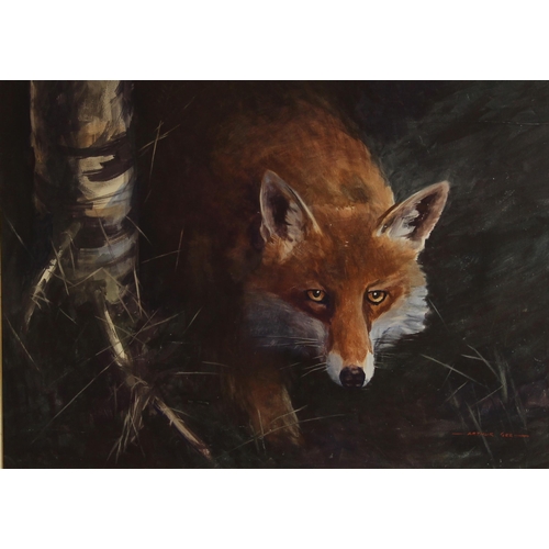 329 - Arthur Gee (British, 1934-2011),  
'Evening Light - Hungry Red Fox',  
Watercolour on paper,  
Signe... 