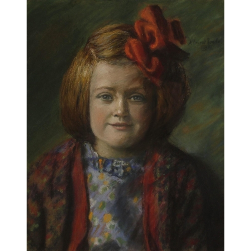 331 - Albert Vincent Reade (British, 1864-1940),  
A bust length portrait of a young girl with bows in her... 