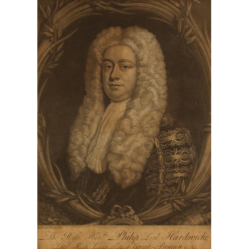 336 - After John Faber the Younger (Dutch, 1684-1756),  
'Philip Yorke, 1st Earl Of Hardwicke',
Mezzotint ... 