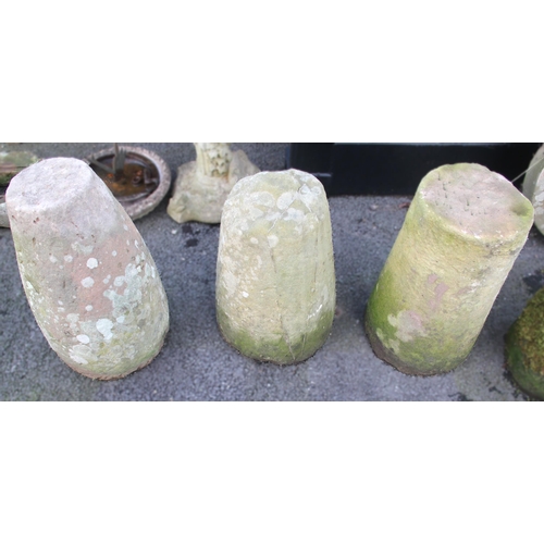 866 - Three 19th century sandstone mushroom pedestals, the tallest 58cm high (3)