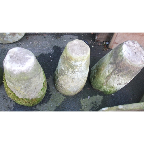 867 - Three 19th century sandstone mushroom pedestals, the tallest 56cm high (3)