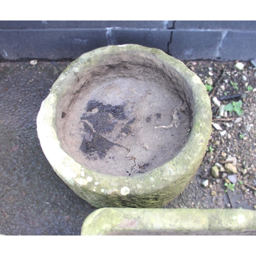 868 - Two 19th century circular sandstone trough/planters, 50cm and 56cm D (one repaired)(2)