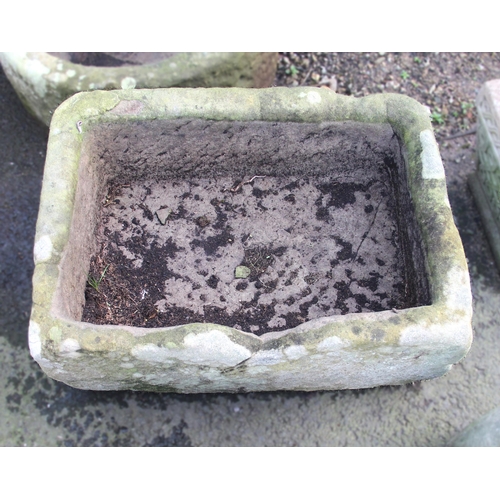 870 - A 19th century rectangular sandstone trough planter, 27cm H x 60cm W x 44cm D, along with a sandston... 