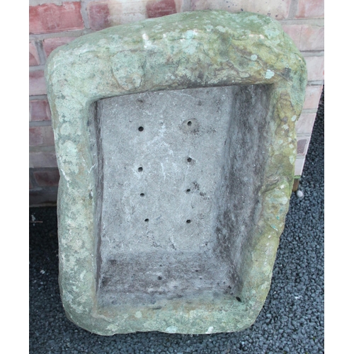 885 - A sandstone trough, of rectangular form, 26cm H x 72cm W x 50cm D