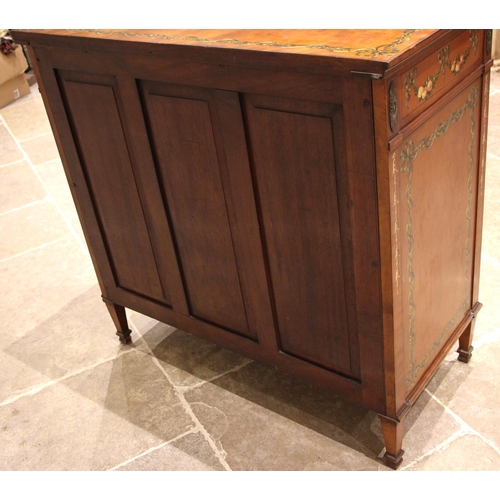 815 - A Sheraton revival satinwood chest of drawers, early 20th century, the rectangular top centred with ... 