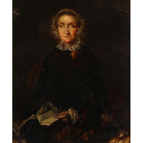 290A - English school (19th century),  
Half length portrait of a seated lady dressed in black reading a le... 