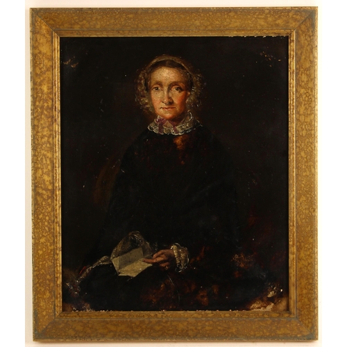 290A - English school (19th century),  
Half length portrait of a seated lady dressed in black reading a le... 