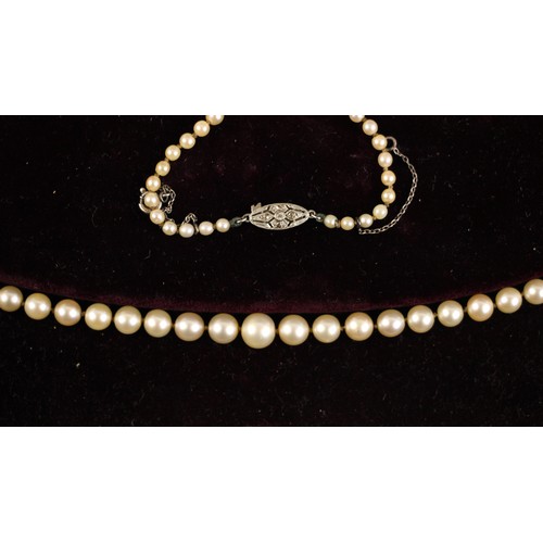 257 - An early 20th century string of untested pearls, the one hundred and three graduated spherical untes... 