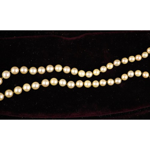 257 - An early 20th century string of untested pearls, the one hundred and three graduated spherical untes... 