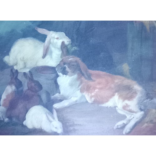 310 - Manner of Henry Weekes (British, 1807-1877),  
Rabbits in a farmyard,  
Oil on board,  
Initialled '... 