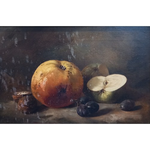 303 - English School (late 19th century or early 20th century),   
Still life with apples, grapes and waln... 