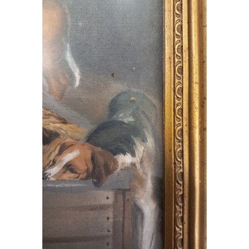 292 - E. G. Chapman (British, 20th century),  
Kennelled hounds asleep,  
Oil on canvas,  
Signed and date... 