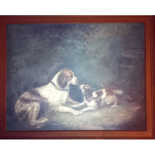 298 - Manner of George Armfield (British, 1808-1893),  
Spaniels and a terrier in a landscape with barrel,... 