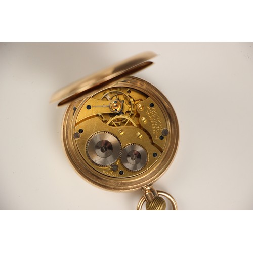 127 - An early 20th century 9ct yellow gold ‘Waltham Traveller’ full hunter pocket watch, the white enamel... 