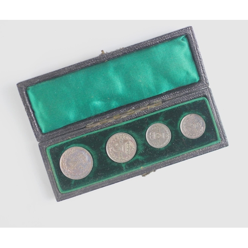 105 - An associated cased set of Maundy money, Edward VII (1841-1910) the case enclosing fourpence, threep... 