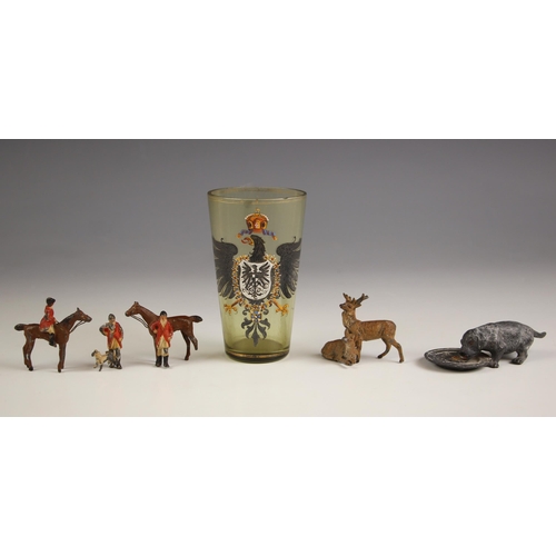 252 - A selection of miniature figures, 20th century, to include: a figure of a man on a horse, 4cm high, ... 